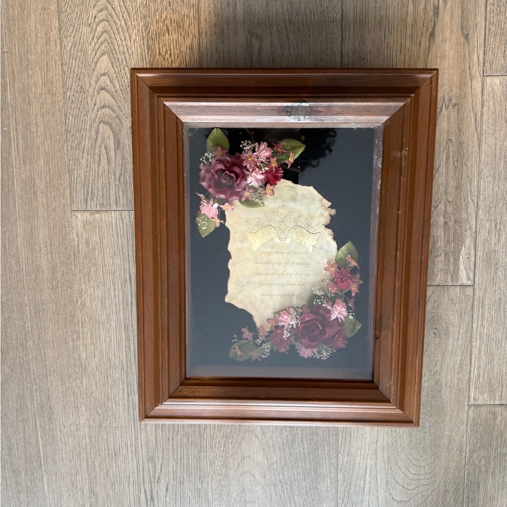 Vintage Wedding Shadow Box – Floral Art with Doves and Poetry – 15.5x13x2" - Picture 14 of 14